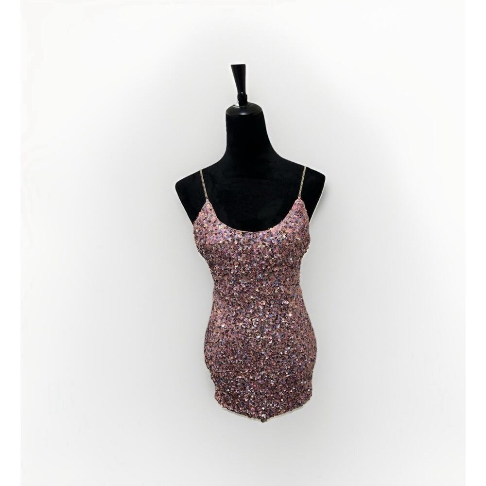 Glamorous Pink Sequin Mini Dress - Picture 3 of 4
